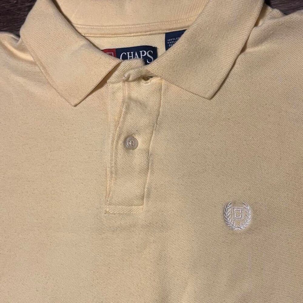 Chaps Men's Yellow and Cream Polo-shirts